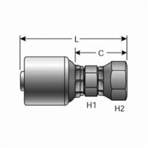 Hydraulic Coupling, Straight, Series: G25, 3/8 in x 3/8-19 Nominal, Hose x Female JIS Swivel, 17 mm Stem, 22 mm Nut Hex, 2.46 in Length, Steel, Import