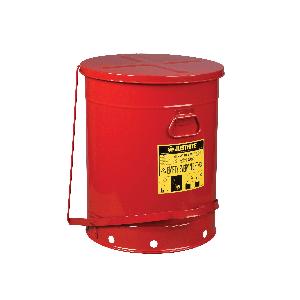 Oily Waste Can, Foot Operated, 21 gal Capacity, 18-3/8 in Diameter, 23.438 in Height, Steel, Powder Coated, Red
