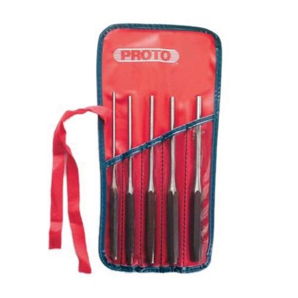 Pin Punch Set, Tether Ready Long Drive, 5/32 to 1/4 in Punch, 8 in Overall Length, 5 Number of Punches, 5 Piece, Long Drive Pin, J48532L 5/32 x 3/8 x 8 in, J48316L 3/16 x 3/8 x 8 in, J48732L 7/32 x 7/16 x 8 in, J48014L 1/4 x 1/2x 8 in, J48516L 5/16 x