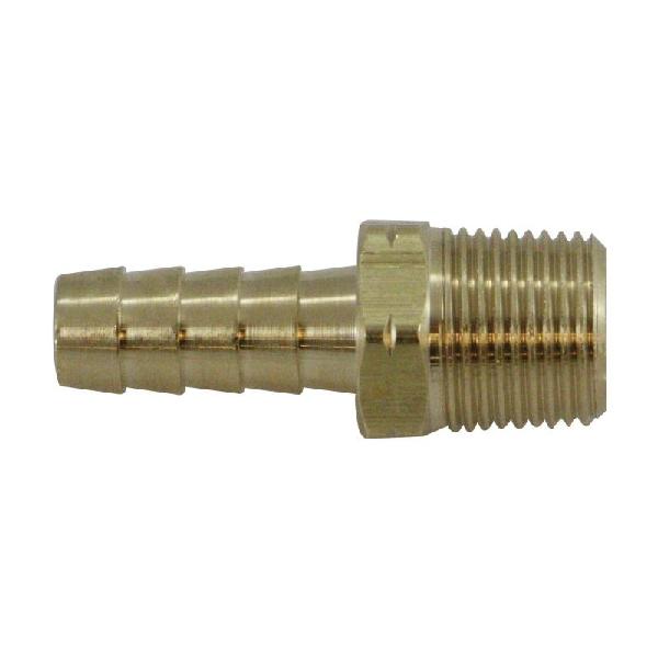 Hose-to-Pipe Adapter, Rigid, Fitting/Connector Type: Adapter, 3/8 Inch Nominal, Barb x MBSPT, Brass, Yellow, Import