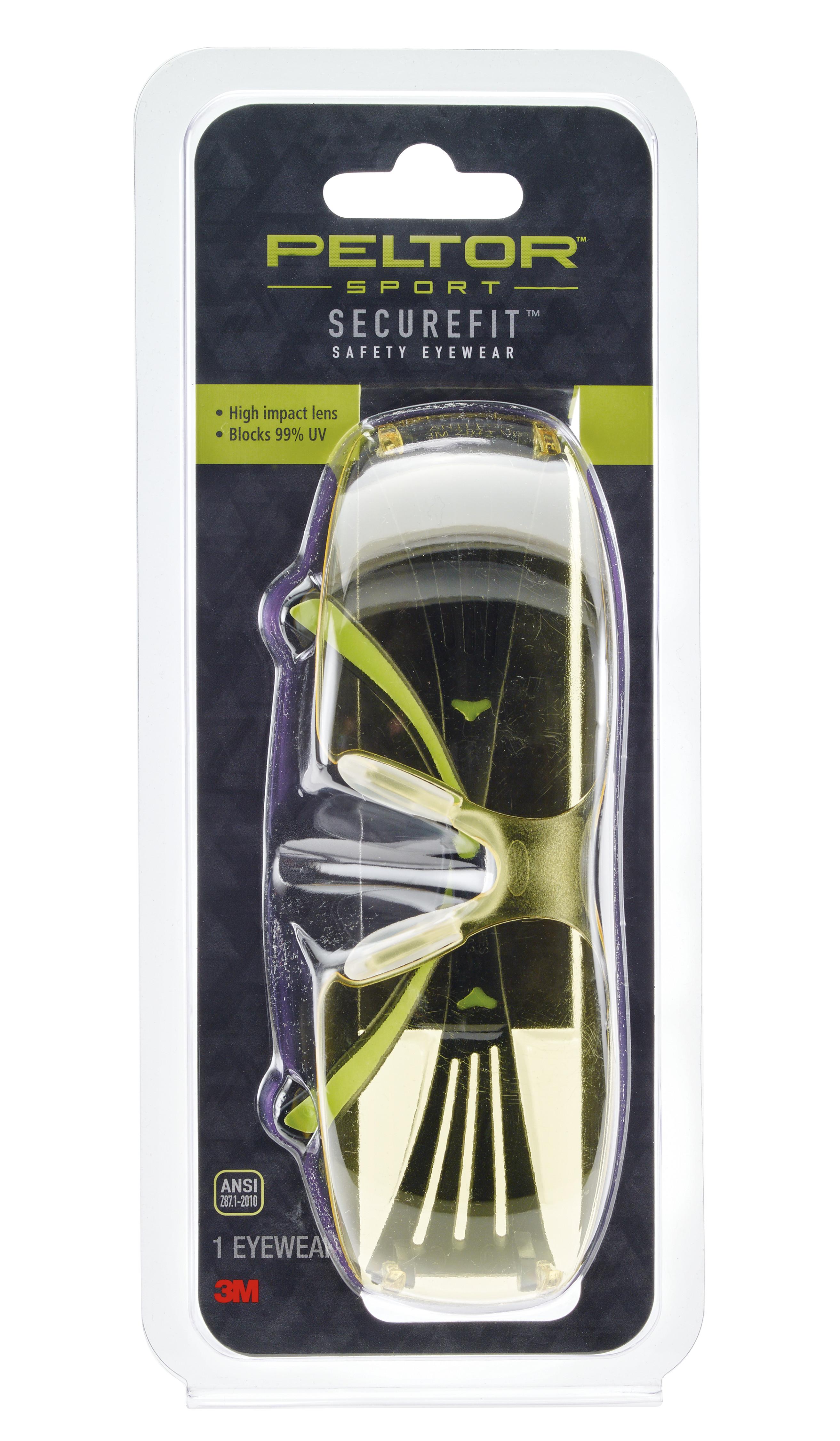 Protective Eyewear, Lightweight, Series: SF400, Anti-Fog Lens Coating, Amber Lens, Black Frame, Polycarbonate Lens, Yes UV Protection, Flexible/Low Profile Temple, Specifications Met: ANSI Z87.1-2010