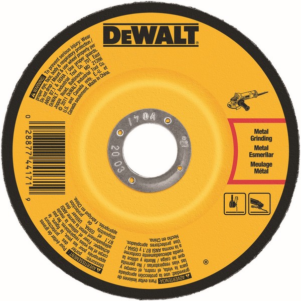 Depressed Center Grinding Wheel, Flat, 5 in Wheel Diameter, 1/4 in Wheel, 7/8 in Center Hole, Arbor Connector, 24 Grit, Coarse Grade, Aluminum Oxide Abrasive, Wheel Type Number: Type 27, 12200 RPM Resin Bond, Applicable Materials: Ferrous Metal and S