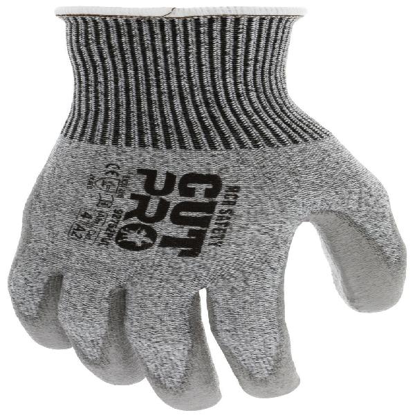 Work Gloves, Small Size, Polyurethane Palm, Gray, Knit Wrist Cuff, ANSI Cut-Resistance Level: A2, ANSI Puncture-Resistance Level: 2, Resists: Cut Resistant