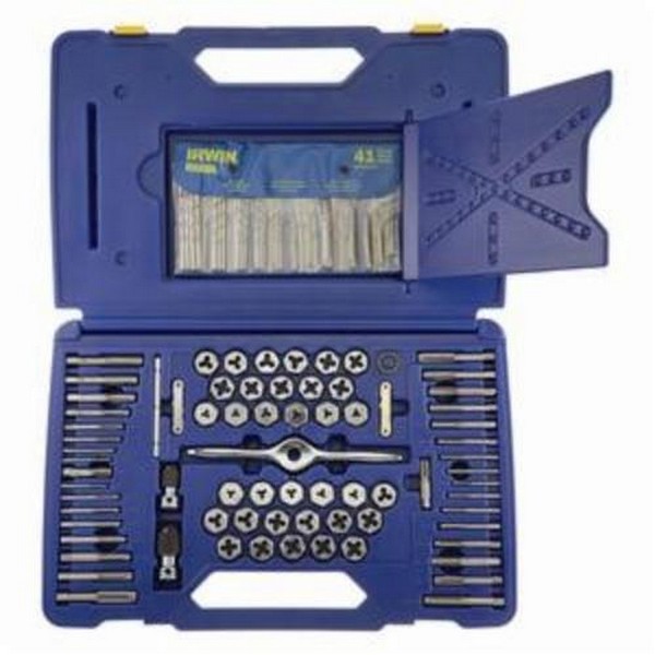 Tap and Hex Die Set, Fractional Plug Machine, 116 Piece, High Carbon Steel Tap, High Carbon Steel Die, Adjustable Die: Yes