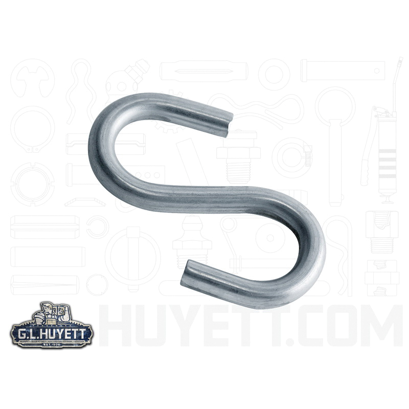S-Hook, Imperial, 1/4 x 2-1/2 in, Carbon Steel, Zinc Clear