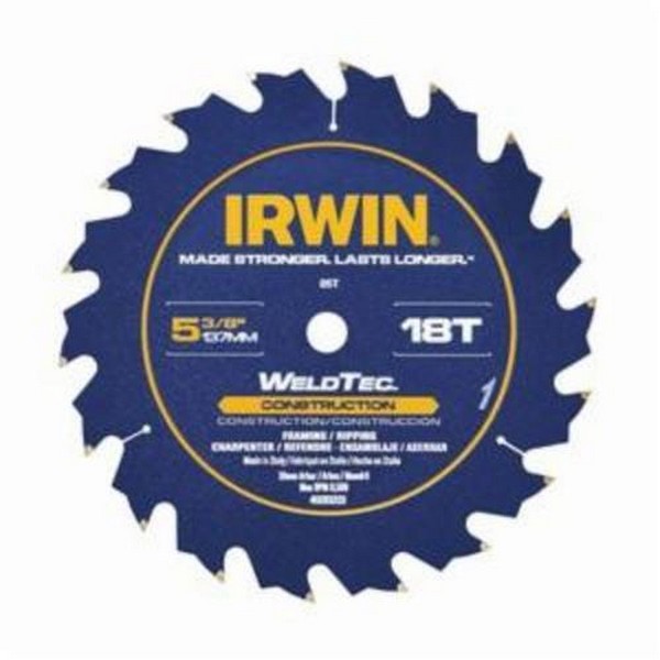 Circular Saw Blade, 5-3/8 in Diameter, 0.039 in Thickness, 10 mm Arbor, ATB Teeth, 18 Teeth, 19° Tooth Angle, 16600 RPM Maximum, 1.6 mm Kerf, Carbide Cutting Edge, Carbide Blade, Applicable Materials: Wood