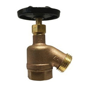 Garden Valve, Bent Nose, 1 Inch Nominal, FNPT x MGH End Style, Heavy Brass Body, Cast Iron Handle/Neoprene Seal Disc Trim, Handwheel Actuator, Import