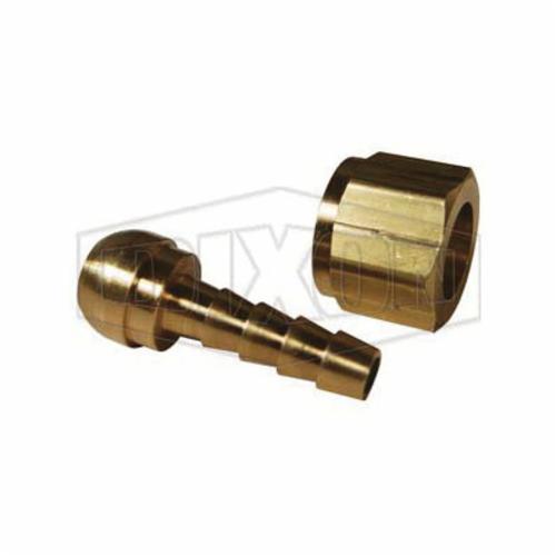 Hose Barb, Ball Seat, Fitting/Connector Type: Adapter, 3/8 Inch Nominal, Female NPSM x Hose Barb End Style, 3/4 Inch Hex, 4 Barb, 0.97 Inch Barb Length, Brass, Domestic