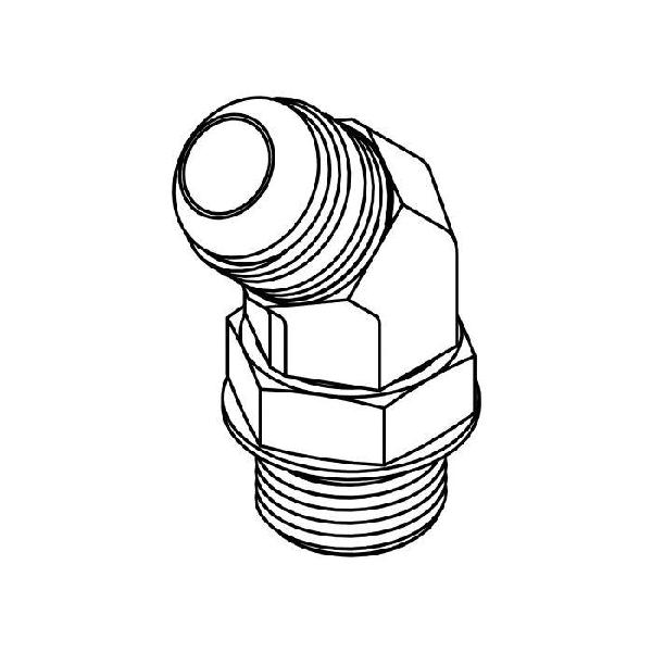 Hydraulic 45° Elbow, 3/4-16 Inch Male JIC, 7/8-14 Inch Male O-Ring, Steel