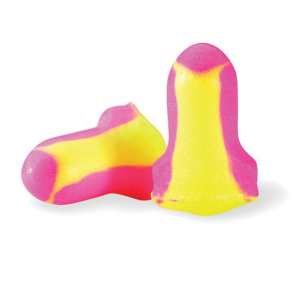 Ear Plug, Single Use Uncorded, Series: Laser Lite®, 32 dB Noise Reduction Rating, Contoured T-Shape, Universal, Magenta/Yellow Plug, Polyurethane Foam Plug