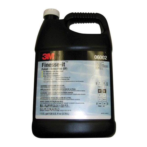Polishing Compound, Extra Fine, 1 gal Container, Bottle Container, White, Extra Fine Grade, Applicable Materials: Acrylic, Clear Coat, Glass, Gelcoat, Industrial Paint, Lacquered Wood, Solid Surfaces and Powder Coat