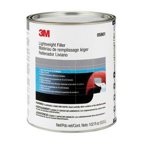 Body Filler, Lightweight, 1 gal Container, Can Container, Gray/Red, Paste Form