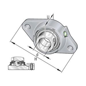 Flange Mount Housing Unit, Series: RMEL, Cast Iron, 125 mm L x 36.5 mm W x 125 mm H Dimensions