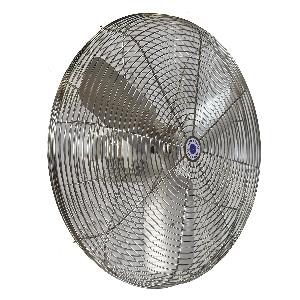 Air Circulator Fan, 1-Phase Washdown Duty, 23° Blade Pitch, 5480 cfm, 1725 RPM Speed, 1/3 HP Power, 115/230 VAC, 4.9/2.5 A, 60 Hz Frequency, 1 Speed, 3 Blades, 8.79 cfm/W Air Flow Efficiency, Direct Drive Control, Polypropylene Blade, Stainless St