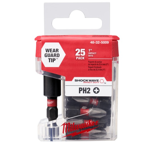 Bit Tip Holder, Magnetic, 2.36 in Drive, Phillips® Drive, #2 Phillips, 1 in Overall Length, Standard with C-Ring Locking, HSS