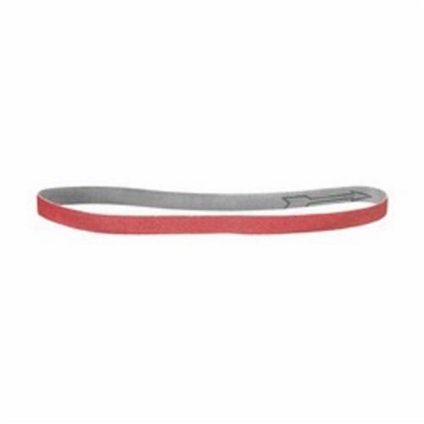 Coated Abrasive Belt, File Heavy Duty, 13 in Belt Length, 3/8 in Belt Width, 120 Grit, Fine Grade, Zirconia Alumina Abrasive, Cloth Backing, Applicable Materials: Carbon Steels, Aerospace Alloys, Nickel Alloys, Aluminum, Cast Iron, Forgings and Some