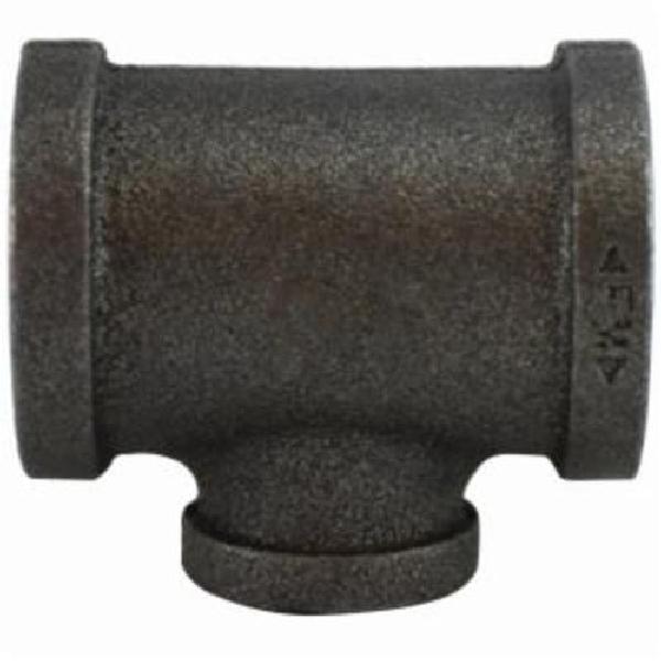 Reducing Branch Tee, Tee, 3 x 2 Inch Nominal, 5.04 Inch Length, 300 psi, Malleable Iron, Black Oxide, Import