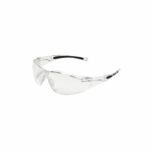 Safety Eyewear, General Purpose, Universal Size, Anti-Scratch/Hard Coat Lens Coating, Clear Lens, Wrap Around Frame, Polycarbonate Frame, Yes % UV Protection, 1-Piece/Flexible Temple, Specifications Met: ANSI Z87.1-2010