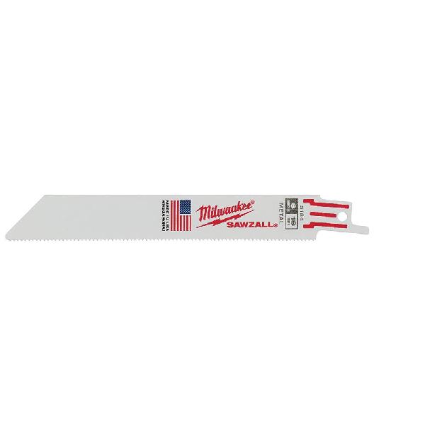 Reciprocating Saw Blade, Thin Kerf Profile, Series: SAWZALL®, 6 in Length, 3/4 in Width, 0.035 in Thickness, 18 TPI, Bi-Metal Cutting Edge