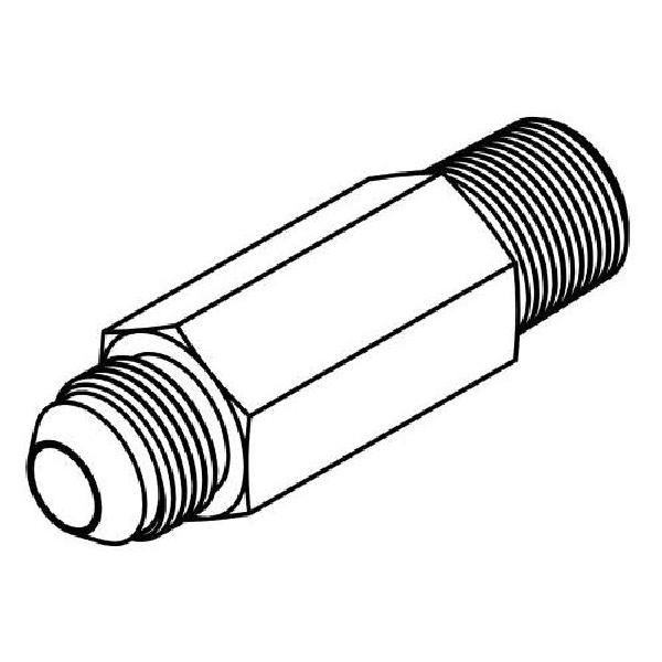 Hydraulic Adapter, 3/4-16 Inch Thread Male JIC, 3/8-18 Inch Male Pipe, 2.75 Inch Overall Length, Steel