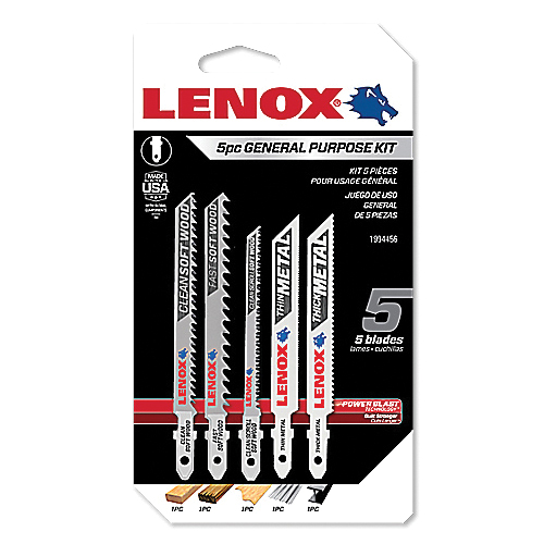 Jig Saw Blade Kit, 5-Piece High Strength Assorted, 5 Piece, Specifications: 6/10/14/20/24 TPI, T-Shank, Bi-Metal