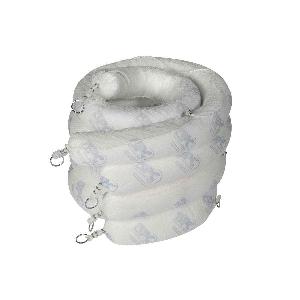Absorbent Boom, Marine Skimming, 5 in Diameter, 10 ft. Length, 32 gal Absorption, Fluids Absorbed: Oil and Repels Water, Polypropylene, White