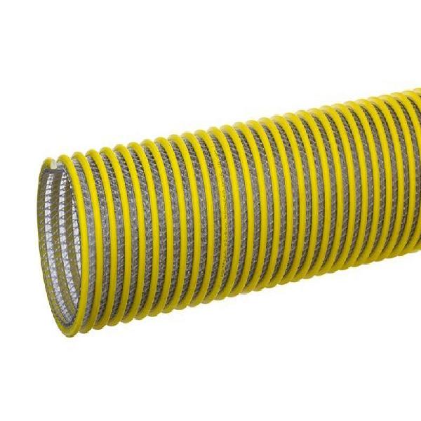 Discharge Hose, Heavy Duty, Series: WST-SLR, Hose End Style, 4 in ID, 4.76 in OD, 100 ft Length, 110 PSI Working, -4 to 150 F, PVC, Yellow, Domestic