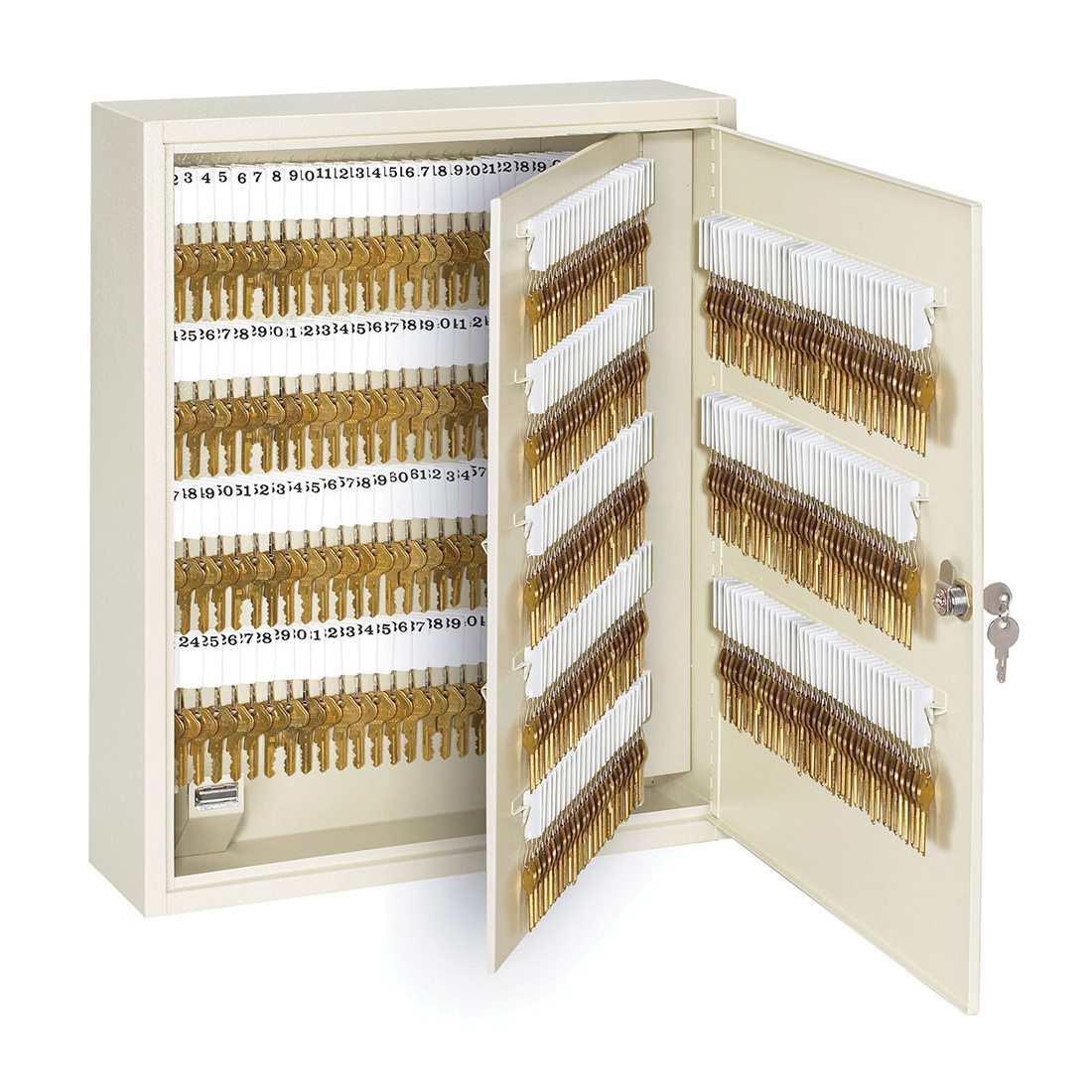 Key Cabinet, Heavy Duty Keyed Different, 330 Key Capacity, Hinged Door, 20 in Overall Height, 5 in Overall Depth, 16-1/2 in Overall Width, Heavy Duty Steel, Powder Coated