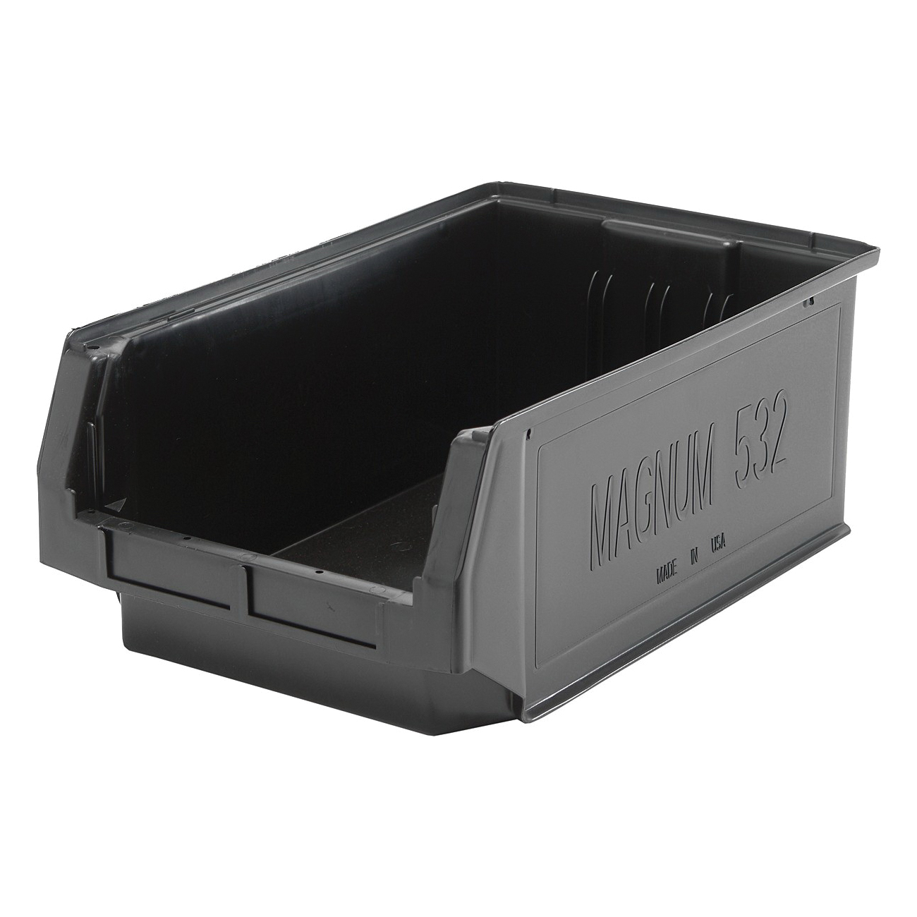 MAGNUM Recycled Shelf Bin, Heavy Duty, Series: QMS532, 19-3/4 in Outside Length, 12-3/8 in Outside Width, 7-7/8 in Outside Height, 17-3/4 in Inside Length, 11-1/4 in Inside Width, 7-1/4 in Inside Height, 1.11 cu-ft Volume, 150 lb Load, Injection Mold