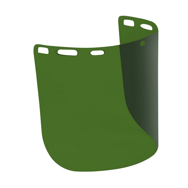 Safety Visor, Uncoated, Series: 251-01, Green IR Shade 3, Polycarbonate, 0.078 in Visor Thickness, 8 in Visor Height, 15 in Visor Width, For Use With: Headgears, Specifications Met: ANSI Z87.1-2015