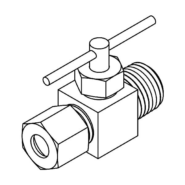 Needle Valve, Straight, Series: NV106, 3/8-24 x 1/8-27 Nominal, Compression x MNPT End Style, Brass Body, Import