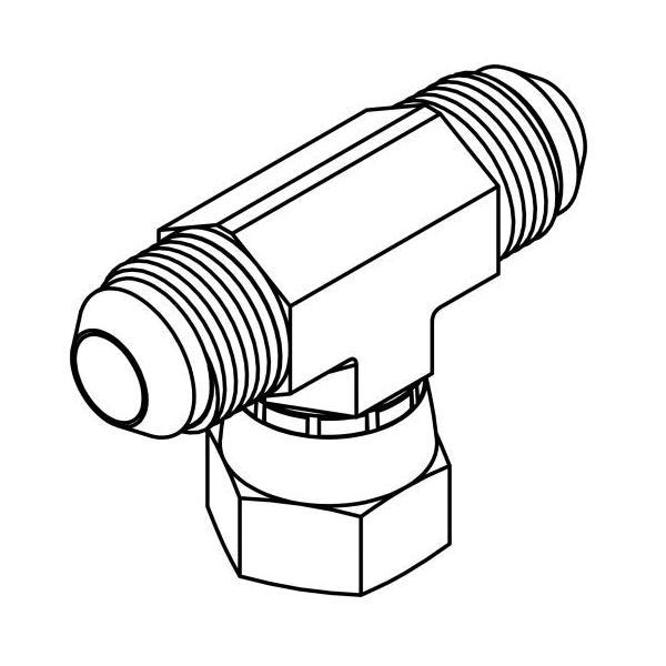 Branch Tee, Series: 6600, 7/16-20 Nominal, 37 deg Male JIC x 37 deg Male JIC x 37 °Female JIC Swivel End Style, 316 Stainless Steel