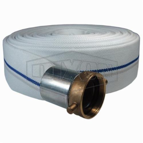 Mill Hose, Single Jacket, 2 Inch Nominal Size, NPSH, 25 ft Length, 75 psi Working, Synthetic, White, Domestic