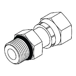 Hydraulic Fitting, 7/8-14 Inch Male O-Ring, 1-14 Inch Female O-Ring Face Seal Swivel, Steel