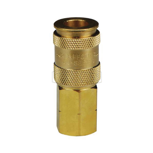 Female Coupling, High Flow, For Use With: Heavy Duty-High Volume Blow Guns, 1/4 Inch FNPT, Brass, Domestic