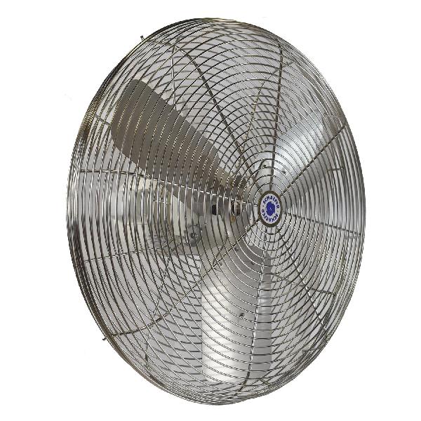 Air Circulator Fan, 1-Phase Washdown Duty, 23° Blade Pitch, 5480 cfm, 1725 RPM Speed, 1/3 HP Power, 115/230 VAC, 4.9/2.5 A, 60 Hz Frequency, 1 Speed, 3 Blades, 8.79 cfm/W Air Flow Efficiency, Direct Drive Control, Polypropylene Blade, Stainless St