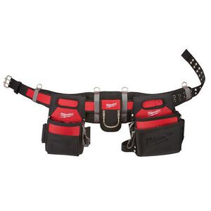 Electrician's Work Belt, Breathable, 30 to 53 in Waist, 12-1/2 in Overall Length, 56 in Overall Width, 3 in Overall Depth, 29 Pockets, Denier Nylon, Black/Red