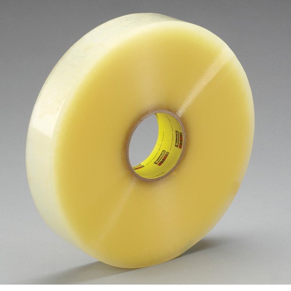 Box Sealing Tape, 2000 m Length, 48 mm Width, 1.8 mil Thickness, Clear, 3 Inch Diameter Core, Hot Melt Synthetic Rubber Resin Adhesive, Polypropylene Film Backing, 40 in-oz Adhesion Strength, 22 in-lb Tensile Strength, Specifications Met: ASTM D1974-92