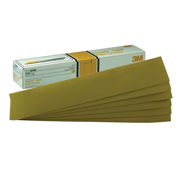 Coated Sanding Sheet, Clip-On, 16 Inch Length, 2 Inch Width, P120 Grit, Coarse Grade, Aluminum Oxide Abrasive, Paper Backing, Applicable Materials: Clear Coat, Fiberglass, Filler, Metal, Paint, Plastic and Putty, Gold, C-Weight Backing Weight