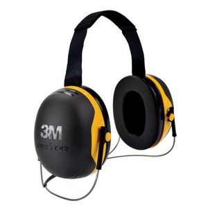 Earmuff, Series: X Series, 25 dB Noise Reduction Rating, Black/Yellow, Behind the Head Band Position