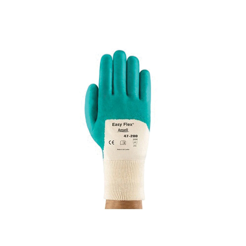 Cut Resistant Gloves, Light Duty Multi-Purpose, Series: 47-200, 8 Size, Nitrile Palm, Nitrile Coating, Interlock Cotton, Green, Paired Hand, Cotton Interlock Knit Lining, Knit Wrist Cuff, 10-3/4 in Length, ANSI Cut-Resistance Level: A1