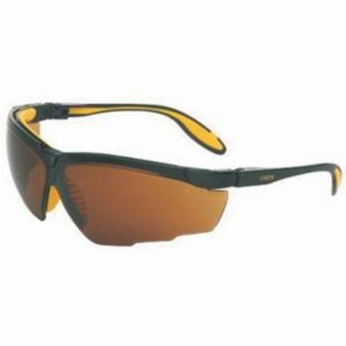 Safety Eyewear, High Performance, Series: Genesis X2™, Universal Size, Uvextreme® Anti-Fog Lens Coating, Espresso Lens, Wrap Around Frame, Black/Yellow Frame, Polycarbonate Frame, Yes % UV Protection, Cushioned/Ratchet/Spatula Temple, Specifications Met: ANSI Z87.1-1989, ANSI Z87.1-2003, CSA Z94.3, CA 18828, Military V0