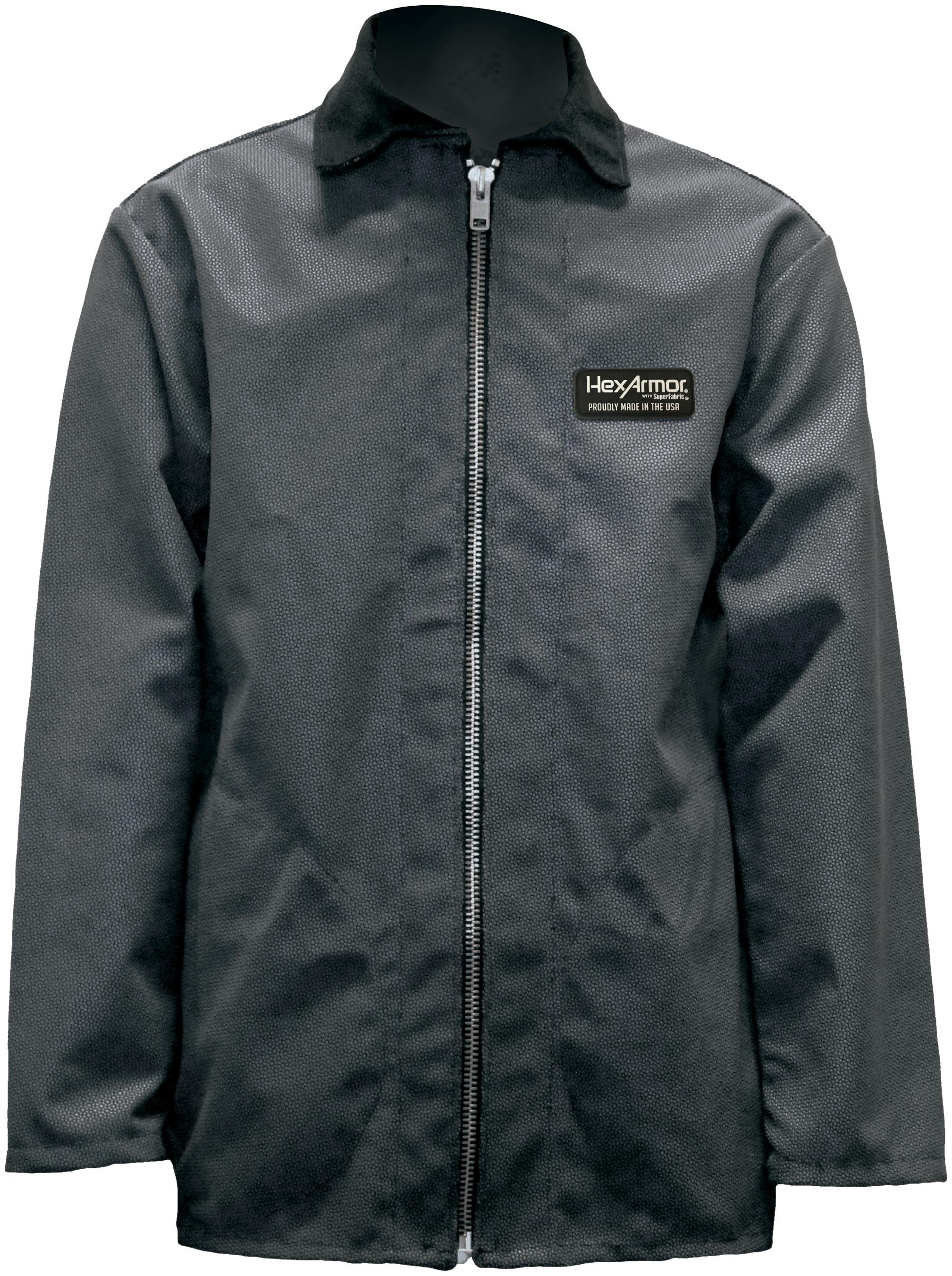 Jacket, Industrial, 4XL Size, Black, SuperFabric, 2 Pockets, Resists: Abrasion, Cut and Puncture, Specifications Met: ANSI/ISEA level A8, CE level 5