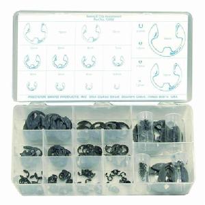 E-Clip Assortment, 255 Piece, Steel, Black Phosphate, 1.2 to 24 mm