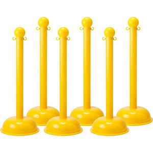 Warning Post, Large Stanchion, 3 in Post Diameter, 41 in Post Height, Polystyrene Post, Solid Post, Dome/Fillable Non-Conductive Base, 16 Inch Diameter Base, B-900 Polyethylene Base