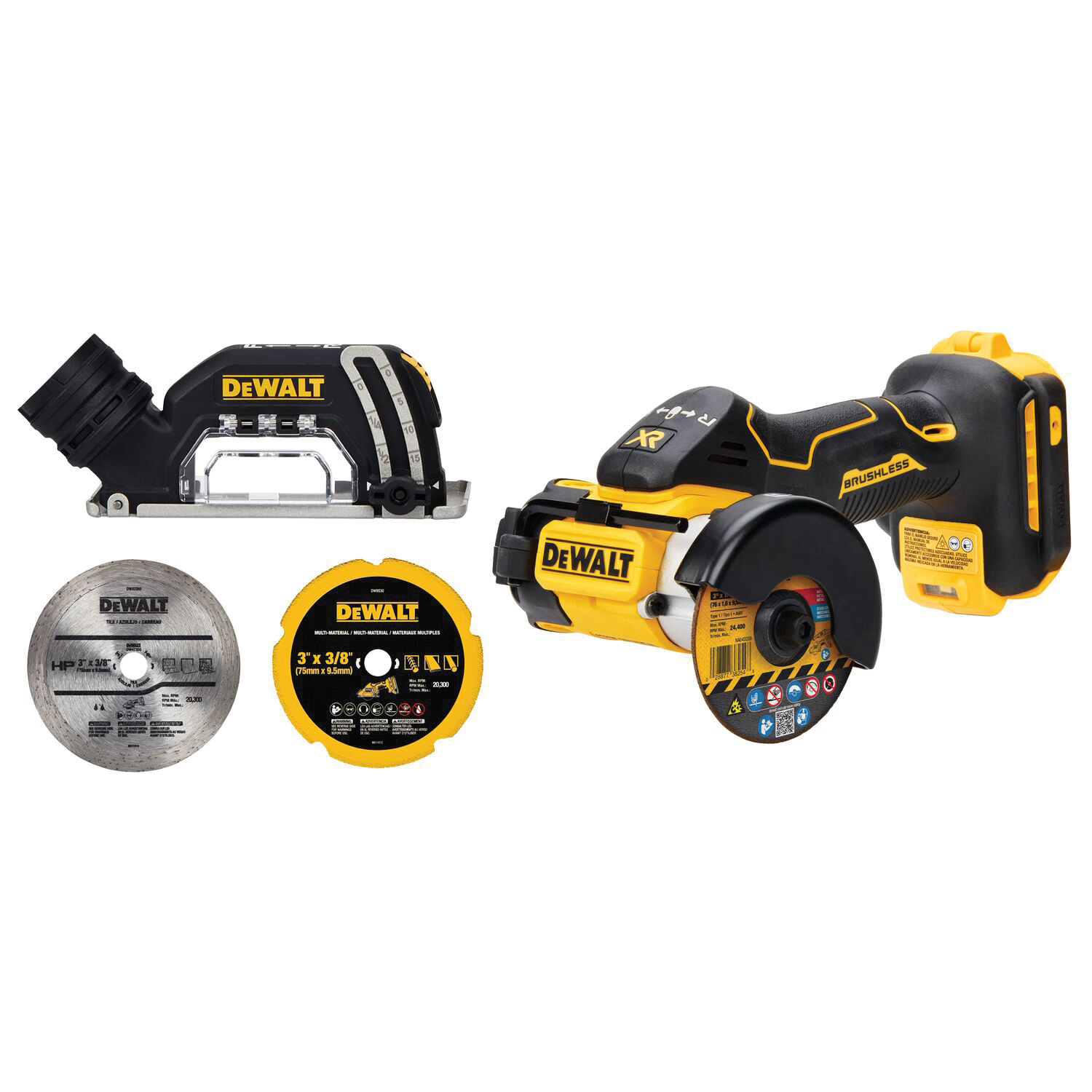 Cut-Off Tool, Brushless Cordless, Tool/Kit: Tool, 3 in Blade, 3/8 in and 7/16 in, 20000 RPM, Cutting Capacity: 7/8 in, 20 V