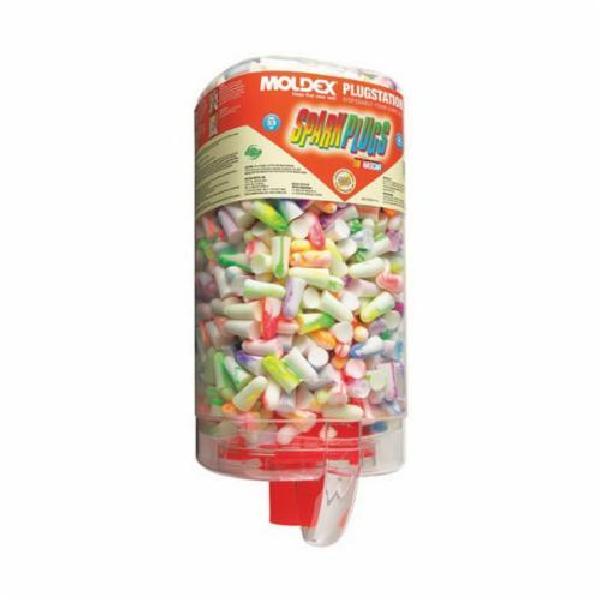 Disposable Ear Plug, Uncorded, Series: SparkPlugs® PlugStation®, 33 dB Noise Reduction Rating, Tapered, Universal, Assorted Plug, Polyethylene Terephthalate Plug