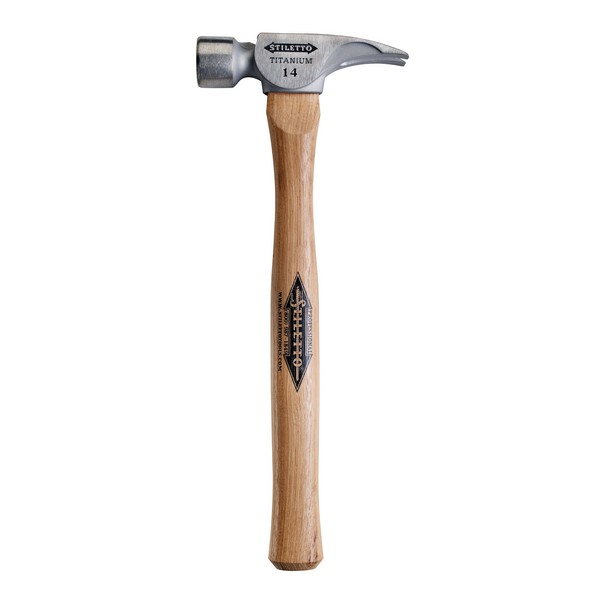 Framing Hammer, Nailing, 18 in Overall Length, Smooth Face Surface, 14 oz Head, Titanium Head, Straight Handle, Hickory Wood Handle, Straight Claw Style