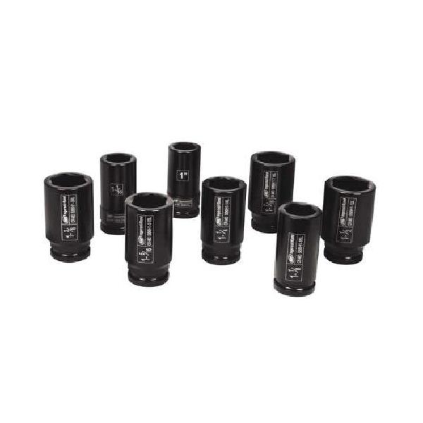 Impact Socket Set, Imperial, 8 Piece, 3/4 in Drive, Forged Chrome Molybdenum Steel, Electro-Phosphate