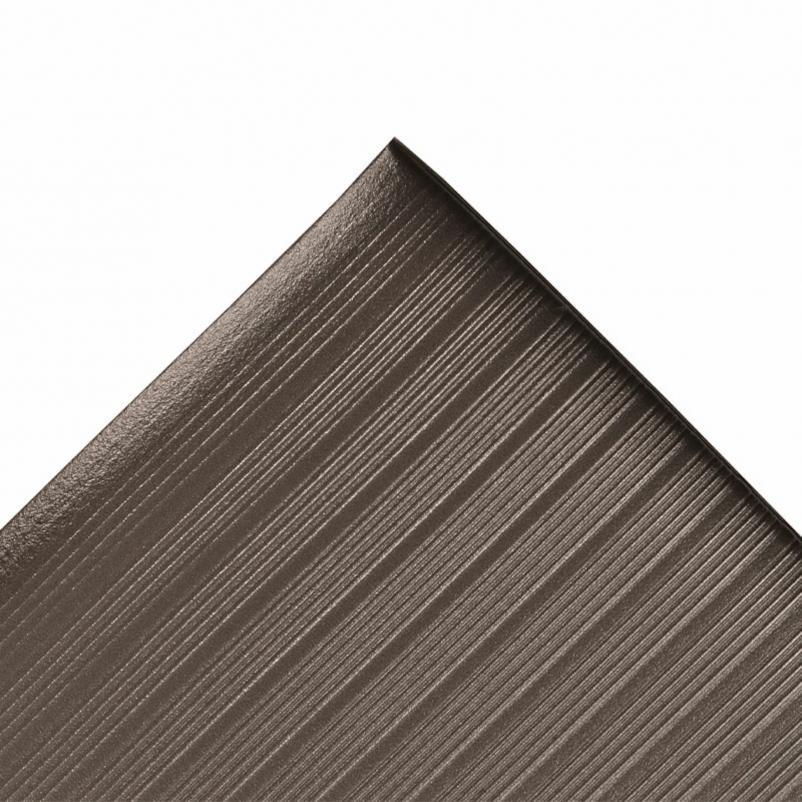 Mat, Series: Airug® 410, 30 ft Length, 4 ft Width, 5/8 in Thickness, Black, Closed Cell Polyvinylchloride, Corrugated/Ribbed Surface, Wide Ribbed Top Surface, Beveled Edge, Resists: Slip
